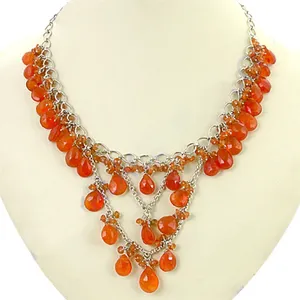 Collier ras de cou en argent fin et cornaline pour femmes - Product Image 2