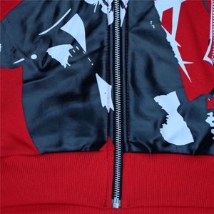 Custom Streetwear Weight <b>Red</b> Rhinestone Hoodies <b>Men</b> with Embroidery & Printing Custom Logo Unisex Oversize <b>Mens</b> Zip up <b>Hoodie</b> - Product Image 4