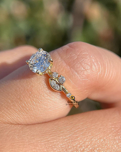 แหวนหมั้นแบบคลัสเตอร์มอสซาไนต์ทรงกลมแบบ3Ct ทันสมัยทำจากหินไม่มีสีทองคำสีเหลืองเข้ม10K - Product Image 2