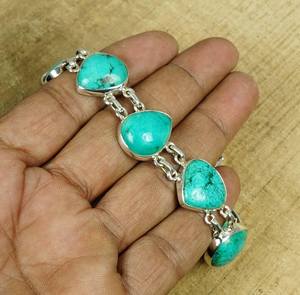 Pulsera de Plata de Ley con Turquesa Azul, Ajustable, Piedra de Nacimiento de Diciembre, Joyería Hecha a Mano, Regalo para Mujer - Product Image 4