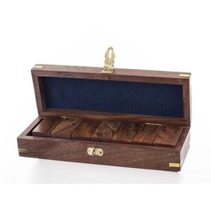 Boîte de jeu de dominos en bois artisanal naturel pour cadeaux, accessoires, gravure de logo personnalisé - Product Image 4