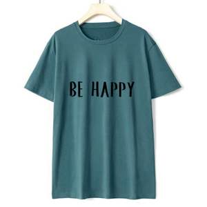 T-shirt da <span class=keywords><strong>uomo</strong></span> in cotone con stampa Be Happy, vestibilità regolare, manica corta, girocollo, stile casual in jersey - Product Image 6
