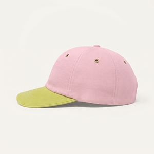Casquette de baseball unisexe 6 panneaux rose et vert citron, ajustable, en toile de couleur unie, pour un usage décontracté printemps-été, avec intérieur en satin de soie - Product Image 2