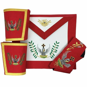 Scottish Rite 18th Degree Ethnic Regalia Set Custom Apron and Collar Velvet <b>Machine</b> Embroidery Wholesale - Product Image 1