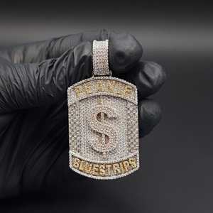 Luxury <b>Iced</b> Dollar Logo Letter Moissanite Pendant 925 Silver Hip Hop Trendy Personalized Fine Jewelry Pendants Charms Unisex - Product Image 1
