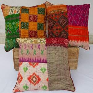 Funda de Almohada Boho Hecha a Mano en India, Funda de Cojín de Algodón Indio, Funda de Cojín con Estampado de Bloques de Algodón Indio - Product Image 6