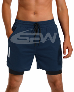 Short 2 en 1 pour hommes à la mode Streetwear Gym Workout Running Fitness Shorts avec doublure de couche intérieure et tissu respirant - Product Image 5