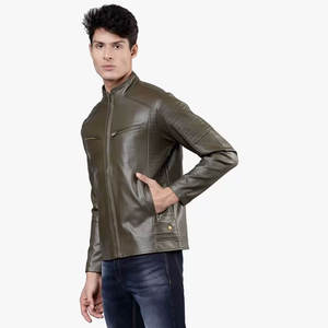 OEM/ODM servicio bajo MOQ chaqueta de motorista para hombre de manga larga pesado precio bajo suministro directo de fábrica chaqueta de cuero para hombre - Product Image 3