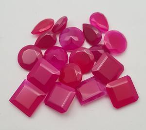 Haute qualité 100% couleur bleu naturel calcédoine pierre 3mm coupe brillante pierres précieuses en vrac rose foncé fantaisie mélange OEM disponible 100 pièces - Product Image 1