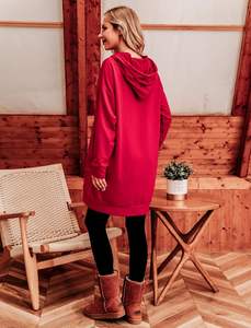 Design tendance Sweats à capuche surdimensionnés pour femmes 100% coton Logo personnalisé Pull Zip Plus Size Sweat à capuche uni Design - Product Image 4