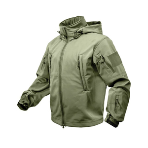 Chaqueta táctica de caparazón blando personalizada OEM para hombre, técnica lavada de lona impermeable, logotipo frontal, cierre de cremallera, ropa de temporada de invierno - Product Image 6