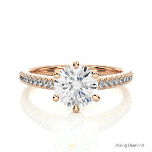 แหวนเพชร CVD สำหรับผู้หญิงของขวัญงานหมั้นและงานครบรอบปี1.3 CT ทรงกลมสำหรับผู้หญิง - Product Image 5