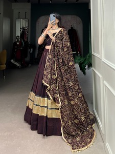 Best Fabric New Designer Georgette With Bandhej Print And <b>Gota</b> Patti Lehenga Choli Manufacturer From India - Product Image 3