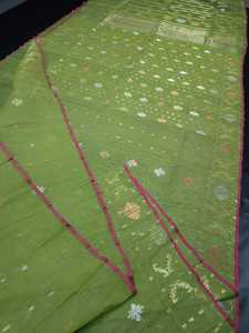 Nueva llegada Deshi Dhakai Jamdani Sharee calidad de exportación para mujeres JAMDANI tela azul rojo verde dorado cielo azul de Bangladesh - Product Image 4