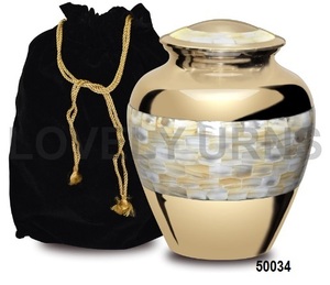 Urne funéraire en laiton doré et noir pour les cendres - Product Image 1