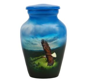 Urne miniature Aigle en vol avec option de gravure et option de breloques d'amour, en aluminium, pour cendres humaines, adulte homme femme - Product Image 5