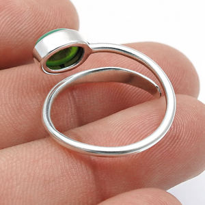 Anillos de Plata de Ley 925 de diseño minimalista con piedra preciosa crisoprasa natural para regalos de joyería de cumpleaños o boda joyería fina - Product Image 4