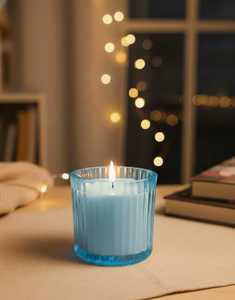 เทียนหอมดีไซน์หรูหรา กลิ่นหอม ติดทนนาน ไร้ควัน ทำจากขี้ผึ้งถั่วเหลืองในแก้วลายริ้ว สำหรับตกแต่งบ้าน - Product Image 3