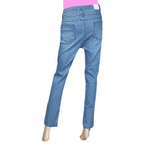 กางเกงยีนส์เอวสูงสำหรับผู้หญิง - สีฟ้าอ่อน - Product Image 4