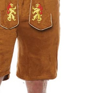Pantalones Cortos Bávaros de Cuero Antiguo para Hombre, al por Mayor, Cortavientos, Transpirables, de Piel de Vacuno y Ante, para Oktoberfest - Product Image 4