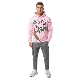 Sweat-shirt à capuche rose personnalisé avec logo, streetwear pour homme, sweat-shirt à capuche vintage avec imprimé graphique, sweat-shirt en molleton de coton lourd - Product Image 1