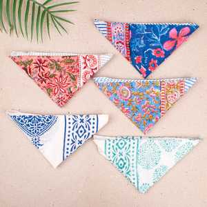 Ensemble de 5 bandanas en coton imprimé floral artisanal, doux, bio, style bohème - Product Image 5