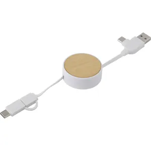 Set di Cavi Personalizzati Jared in ABS e Bambù, Gadget USB Promozionali - Product Image 1