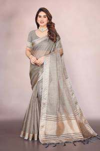 Hermosa colección de Sari establecida con trabajo de secuencia de bordado y diseño tejido Borde de jacquard para ropa de mujer india - Product Image 2