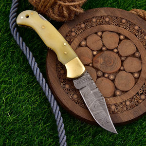 Cuchillo de hoja fija de acero de Damasco hecho a mano mango de madera OEM 3 años de garantía fabricante de fundas de cuero Pakistán Premium - Product Image 6