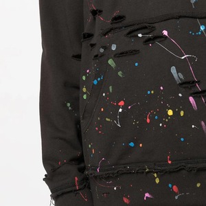 Wholesale Supplier Custom Street wear <b>Hoodie</b> No String Fleece <b>Black</b> Pullover Vintage Double Layer Distressed Hoodies for <b>Men</b> - Product Image 6