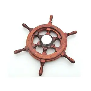 Customized Design Premium Quality Handmade Wooden Ship Wheel Latest Arrival Wooden Ship Wheel For Nautical Home Decor Usage