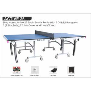 Stag Iconic Active 25 <b>Foldable</b> Indoor Professional <b>Table</b> <b>Tennis</b> Set Full Size MDF Sports <b>Table</b> - Product Image 2