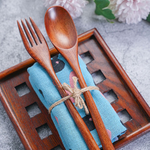 Juego de 2 piezas de cuchara y tenedor de madera de acacia - Product Image 4