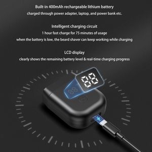 Afeitadora Rotativa Recargable por USB para Hombre, Mini Afeitadora Eléctrica para Barba Húmeda/Seca con Triple Cuchilla y Pantalla LCD, Resistente al Agua IPX7, Lavable - Product Image 6