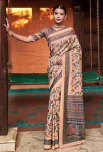 Derniers saris en soie douce en crêpe imprimé numérique authentique de qualité supérieure et pure - Product Image 3