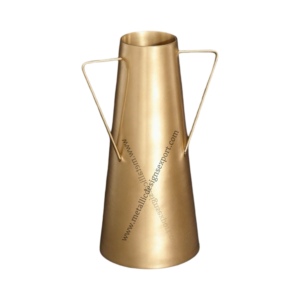 Florero elegante hecho a mano de metal dorado con asas curvas de diseño floral para decoración del hogar, boda o eventos especiales, jarrón de suelo - Product Image 5
