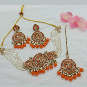 Élégant collier ras du cou plaqué or serti de pierres de cristal et de perles pour femmes, bijoux de mariage et de fête - Product Image 5