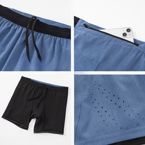Short de sport 2 couches avec poche arrière pour homme short de sport uni 2 en 1 en polyester à séchage rapide short personnaliséLivraison DDP - Product Image 4