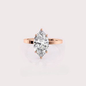 Bague de fiançailles solitaire en diamant de laboratoire taille marquise en or jaune/blanc/rose 14 carats - Product Image 1