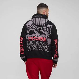 เสื้อฮู้ดซิปพิมพ์ลายพรีเมียมสีเทาเฮเธอร์สำหรับผู้ชาย ผ้าฝ้ายผสมเนื้อหนา ระบายอากาศได้ดี แบบซิปเต็มตัว - Product Image 4