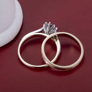 Classic New Women's Diamond <b>Ring</b> With Moissanite Round Cut Prong Setting Diamond Band <b>Ring</b> 14 Kt White Gold With Fine Design - Product Image 4