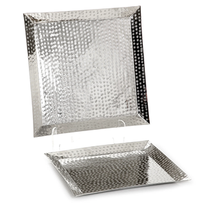 Ensemble de trois derniers designs de vaisselle à prix export plats et plateaux faits à la main fêtes de mariage hôtel utilise plateau de service en argent - Product Image 3