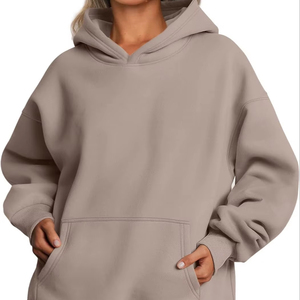 เสื้อสเวตเตอร์สวมหัวแขนยาวมีฮู้ดผ้าฟลีซสำหรับผู้หญิงปรับแต่งได้โลโก้ด้านหน้าส่งตรงจากโรงงานสำหรับฤดูหนาว - Product Image 1