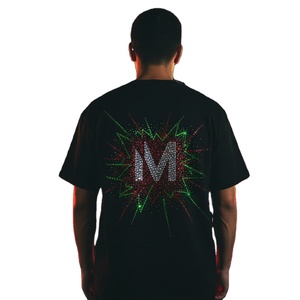 Custom Design <b>Rhinestone</b> T Shirt Streetwear Hip Hop Bling Diamond Graphic Tee Heavyweight 240gsm Cotton Mens Tshirt <b>Tops</b> - Product Image 4