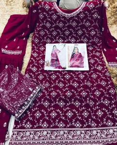 Heavy Georgette Embroidery Work Sharara Plazzo <b>Suit</b> by Royal Export - Product Image 5