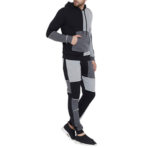 Men's Asymmetrical Colorblock Hooded Streetwear 2-Piece <b>Lightweight</b> 100% Polyester Athletic Tracksuit Set - Product Image 5