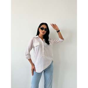 Camisa Casual de Verano de Popelina con Bolsillos con Solapa, Transpirable y con un Toque de Moda, Diseño a Rayas - Product Image 3