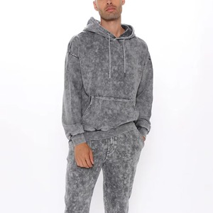 Conjunto Deportivo de Pantalones y Sudadera con Capucha de Felpa de Algodón de Calidad para Hombre, Lavado Ácido, Estilo Jogger, para Gimnasio, Fitness, Color Personalizado - Product Image 4