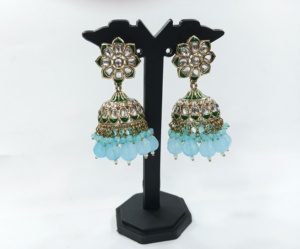 Top mode à la mode goutte d'eau cloche Jhumka boucles d'oreilles indien Kundan traditionnel pour dames ensemble de boucles d'oreilles pour les femmes - Product Image 1