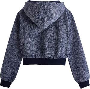 Ensemble de sweat-shirt à manches longues en coton respirant surdimensionné à séchage rapide pour femmes Design personnalisé imprimé Crop Top Hoodies - Product Image 2